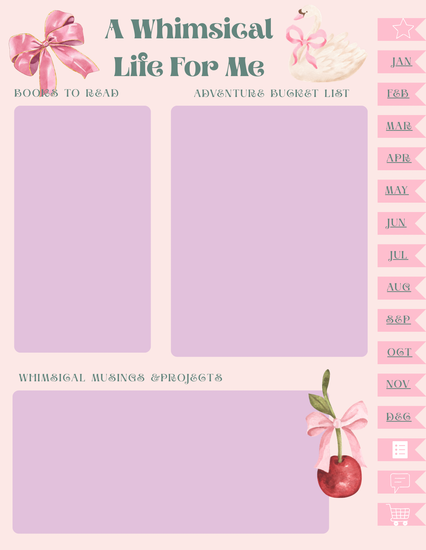 Coquette journal and note space with flirty and girly vibes