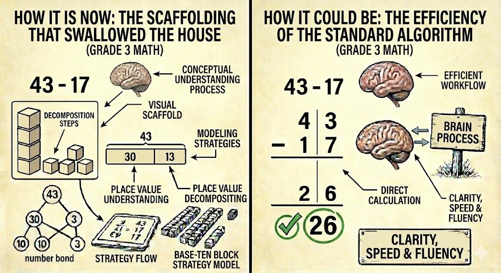 image showing common core math vs. the standard algorithm math