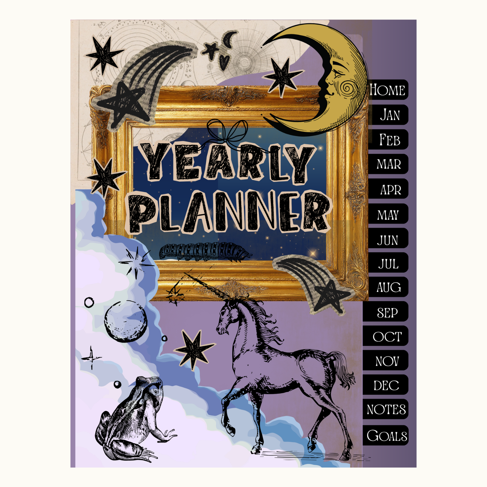 Celestial Undated Digital Planner |Hyperlinked and Multi-Purpose