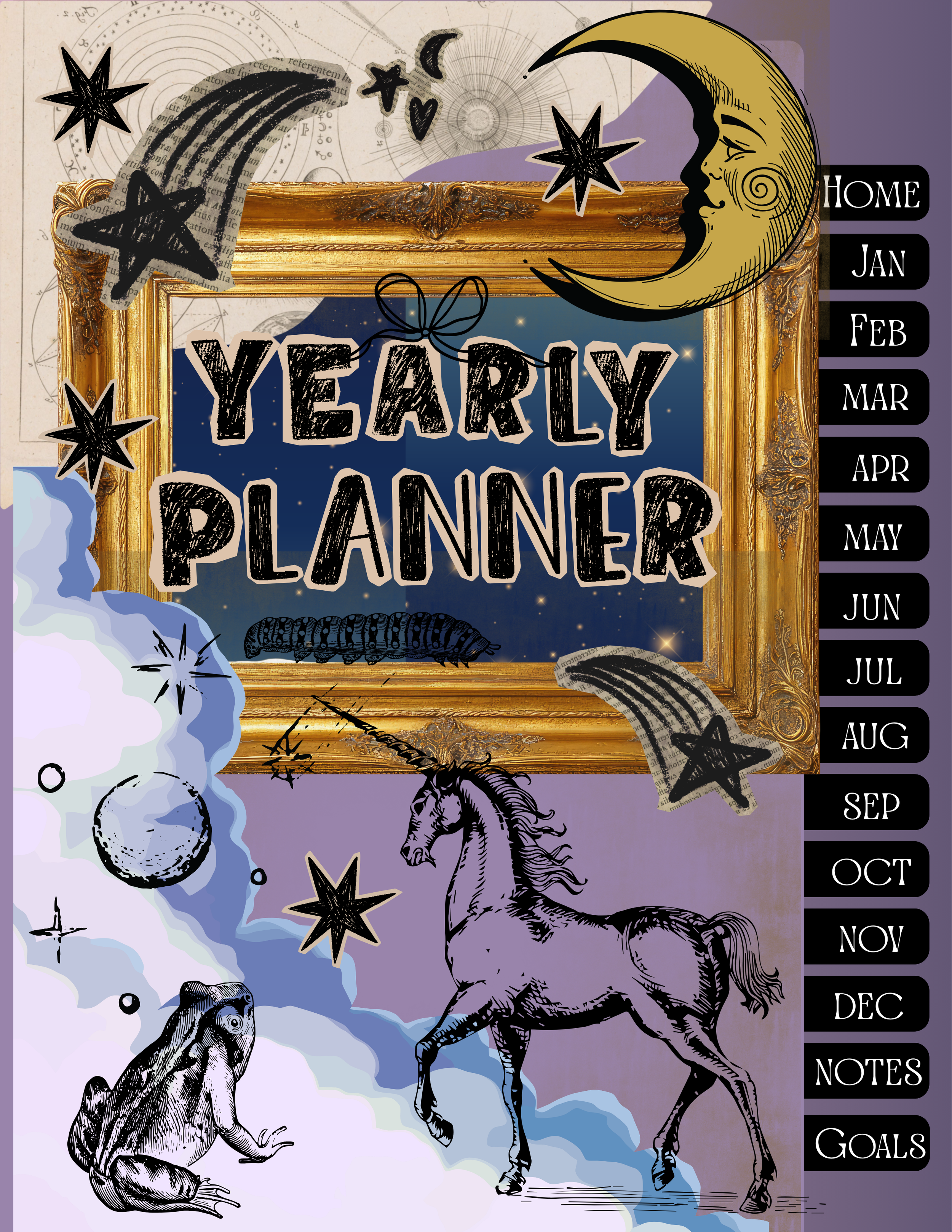 Celestial Undated Digital Planner |Hyperlinked and Multi-Purpose