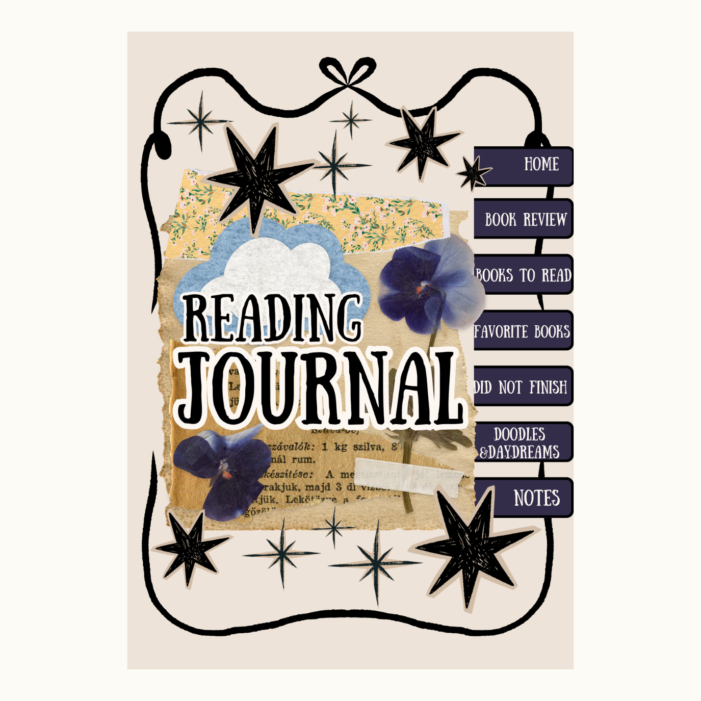 Whimsical Coquette Reading Journal (Hyperlinked Digital Planner)