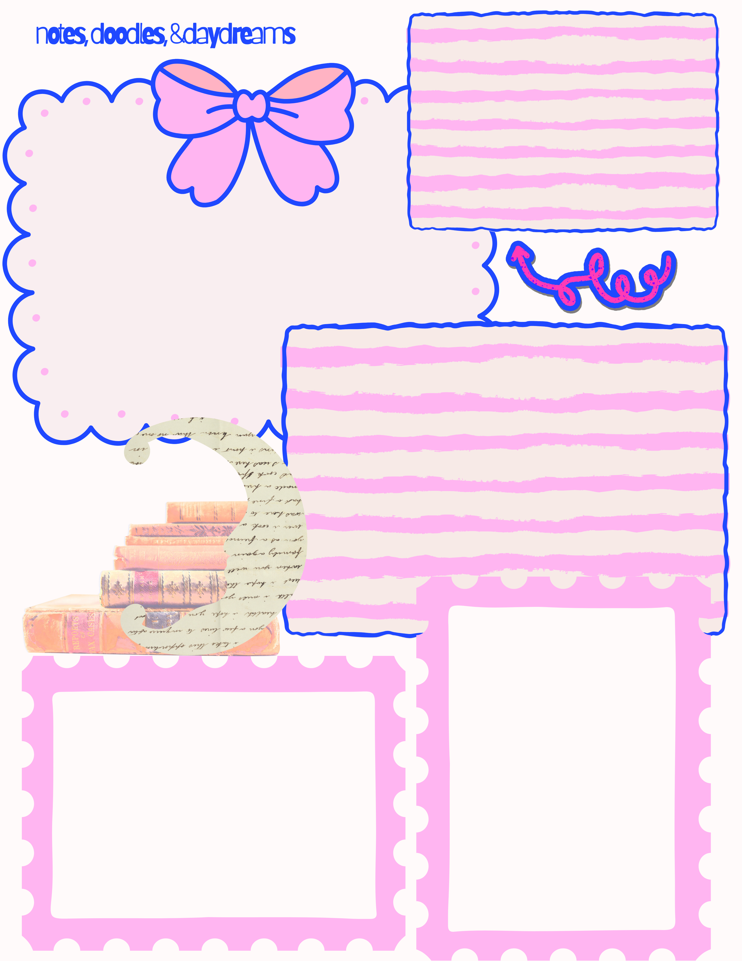 Fun whimsical reading journal pages for book lovers