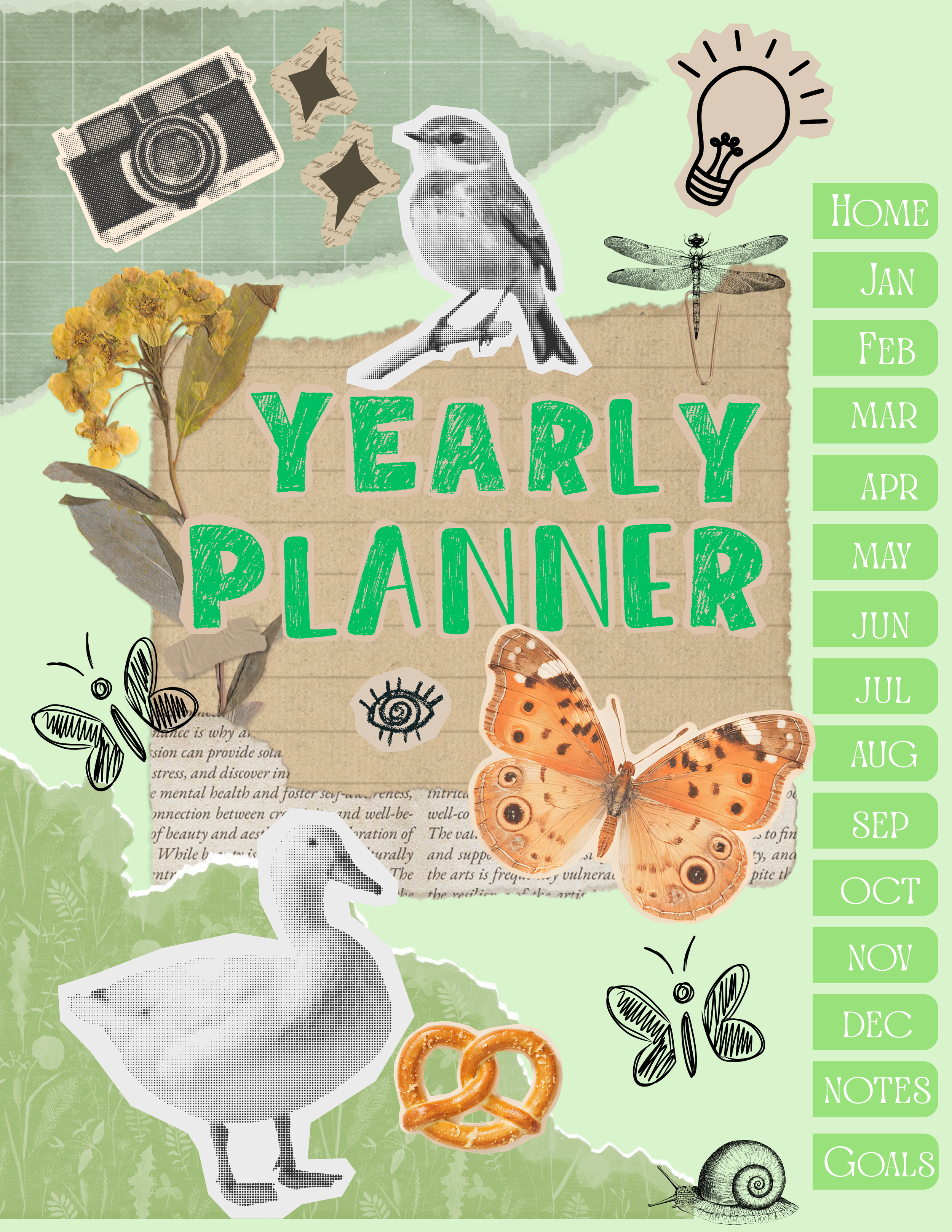 Buttercup Cottage Digital Planner| Hyperlinked Undated Monthly and Yearly Planner