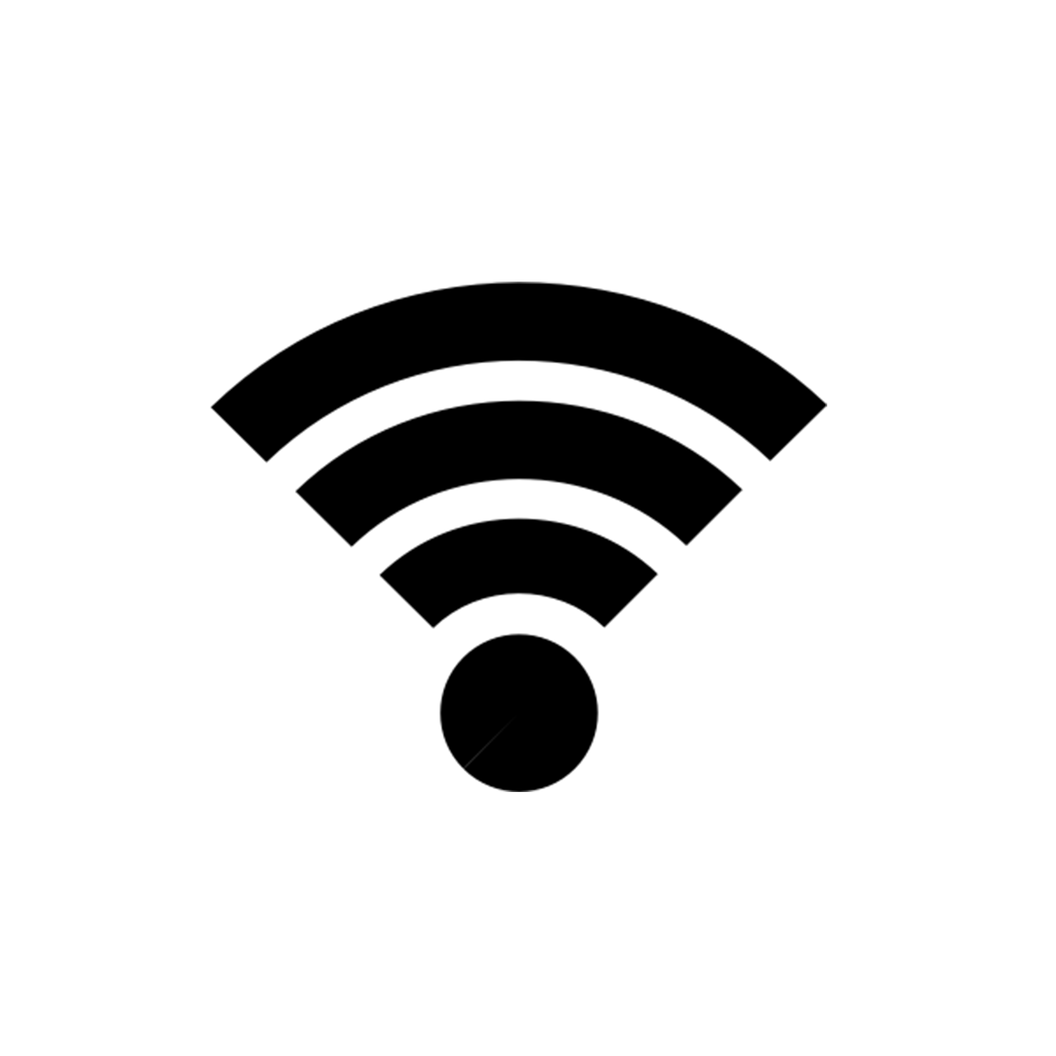 Black Wi-Fi signal icon on a white background.