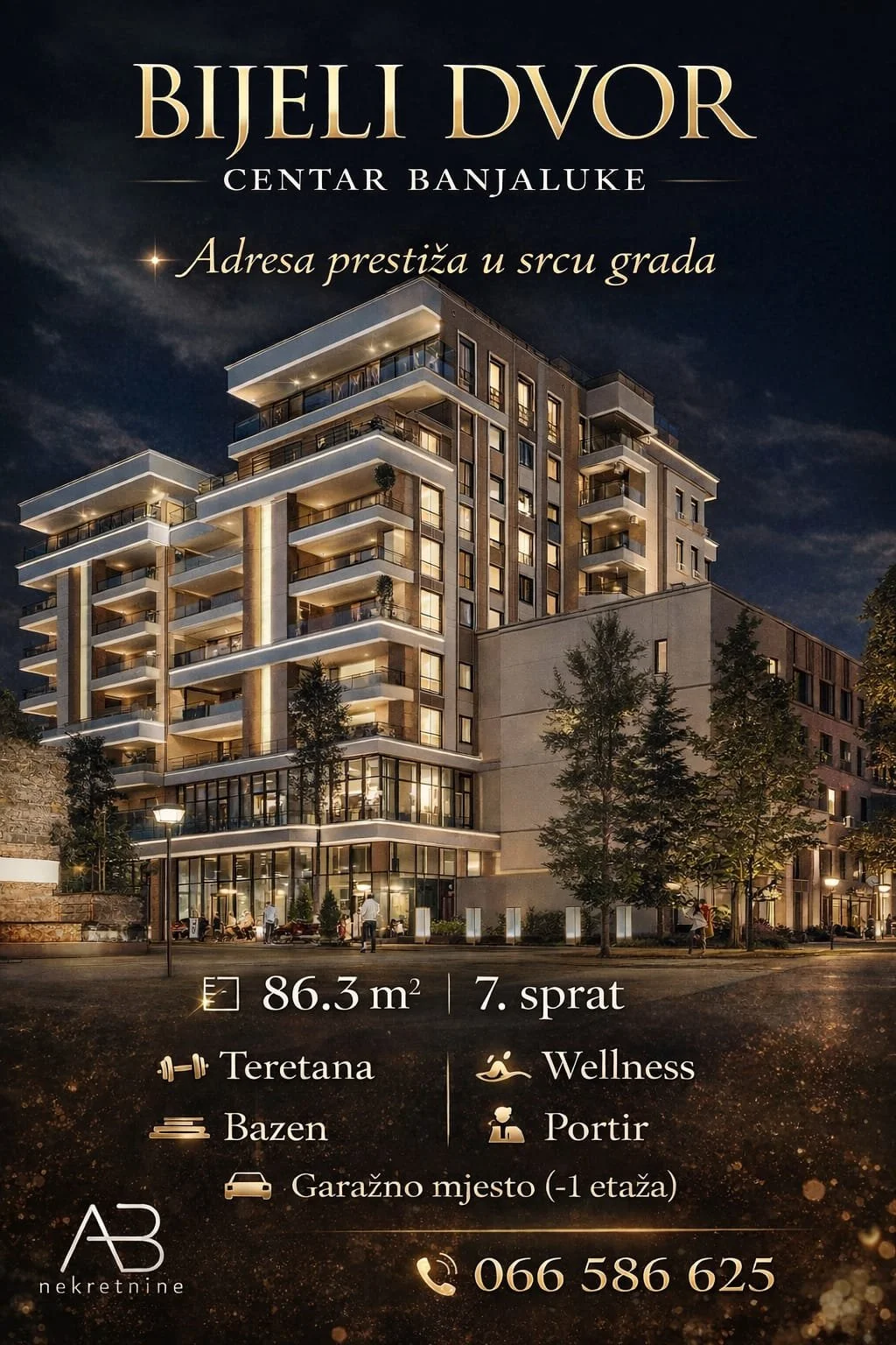 Bijeli dvor - centar Banjaluke, luksuzan stan 86.3m2