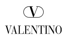 Valentino logo with a stylized 'V' above the brand name