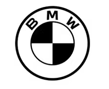 BMW logo with black and white checkered circle and the letters B M W around it