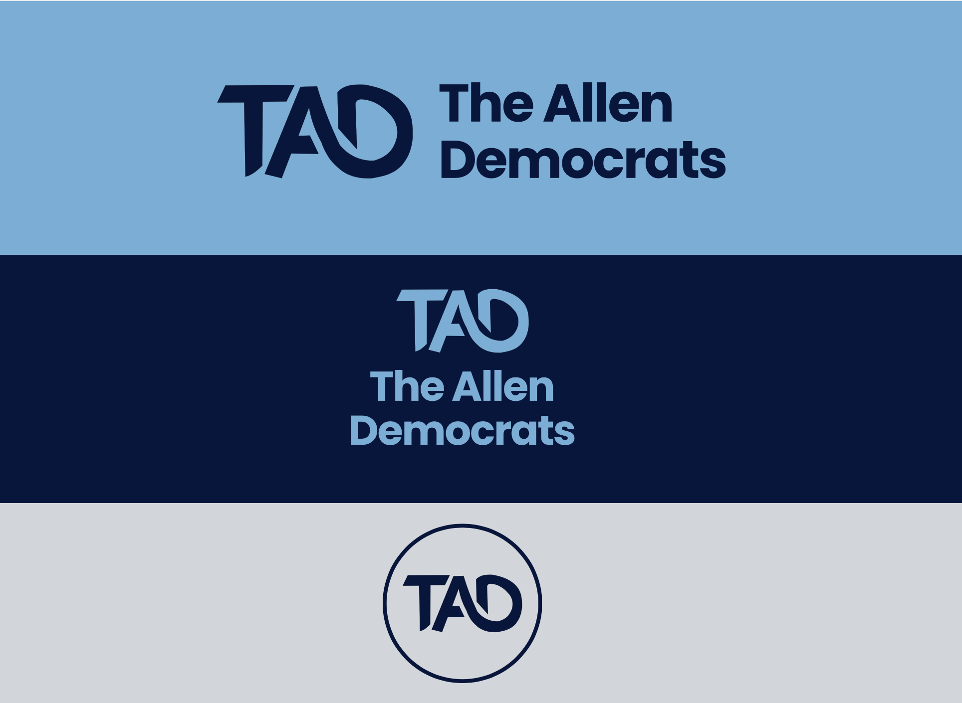This shows the logo suite of THE Allen Democrats