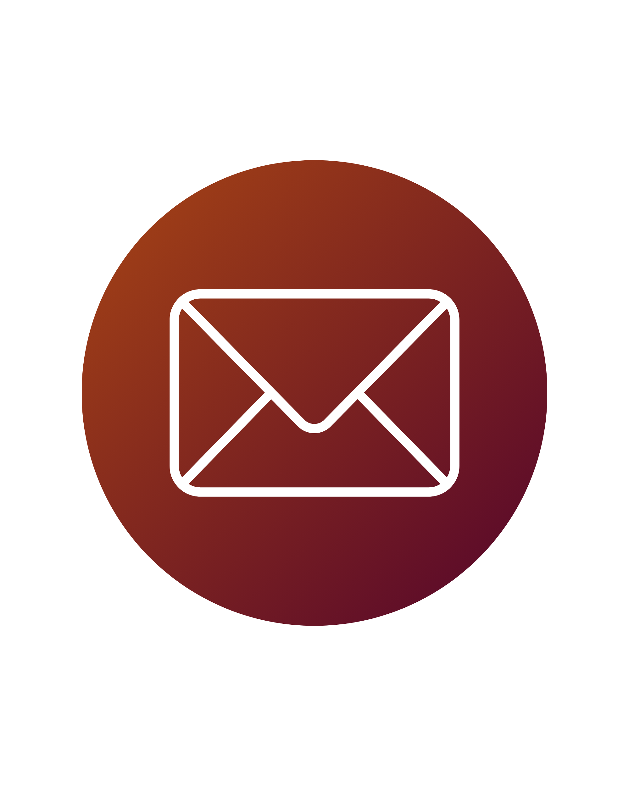 Email icon displayed inside a red circular background.