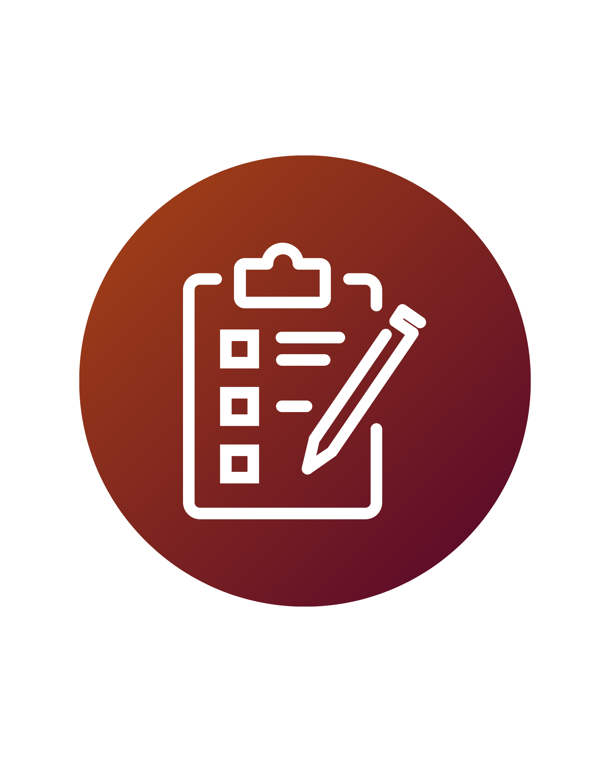 Icon of a clipboard with checklist and a pencil.