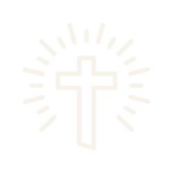 Outline of a cross with radiating lines on a black background.
