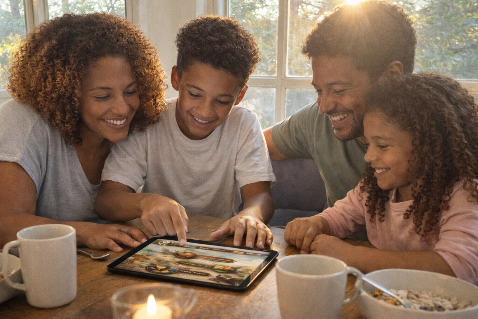 Christian Family enjoying a time of reading the Bible together