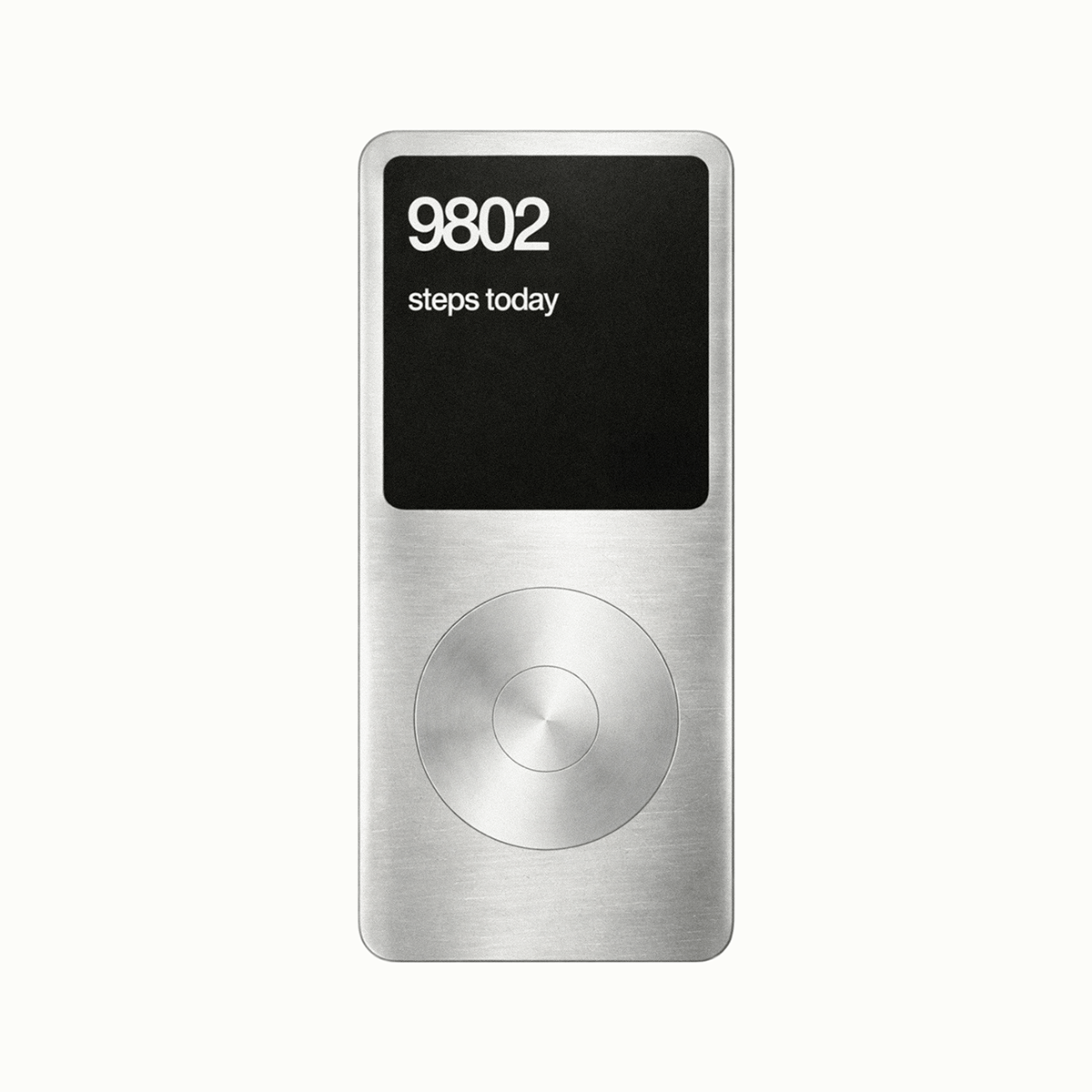 Digital pedometer displaying 9802 steps taken today.