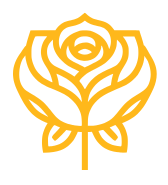 Outline of a stylized yellow rose.