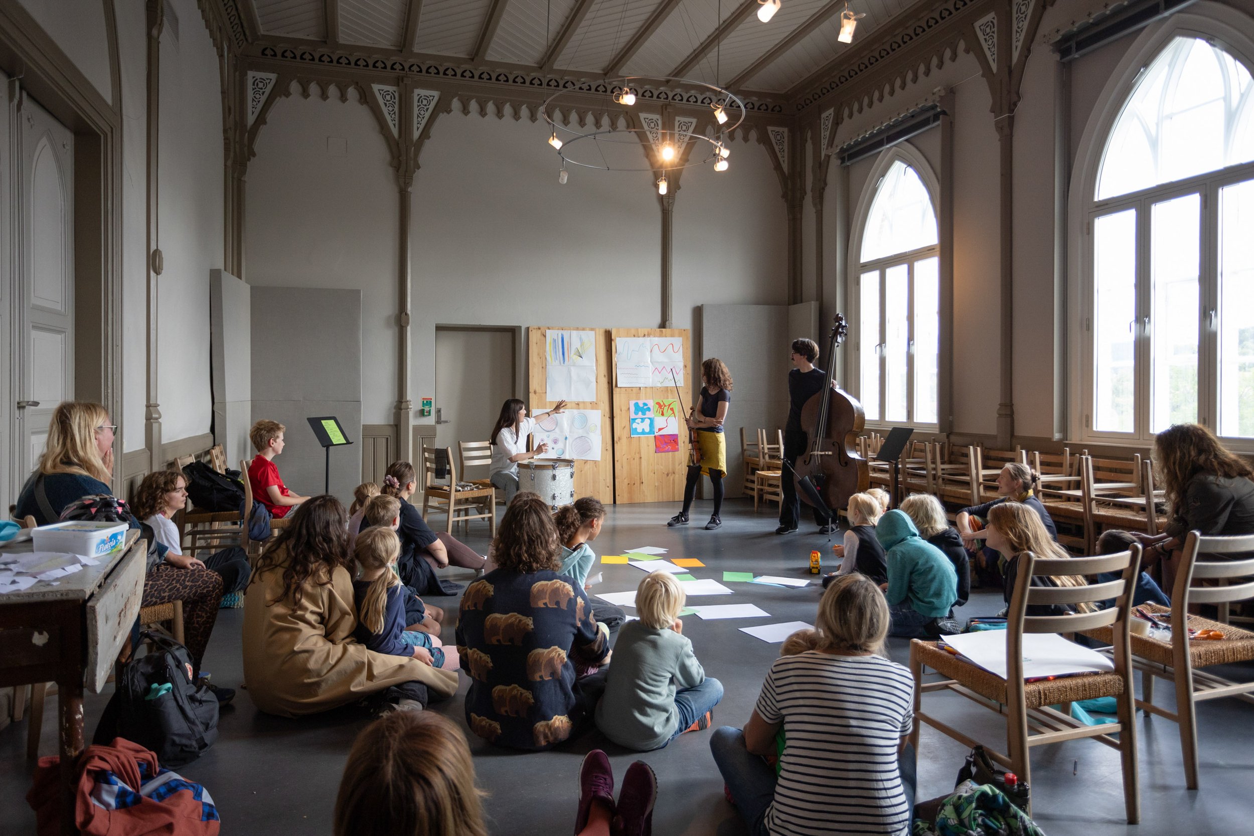 Dokumentasjon av kunstarrangement under Kunstfest Rotvoll, musikk- og barneverksted – foto: Lili Zaneta