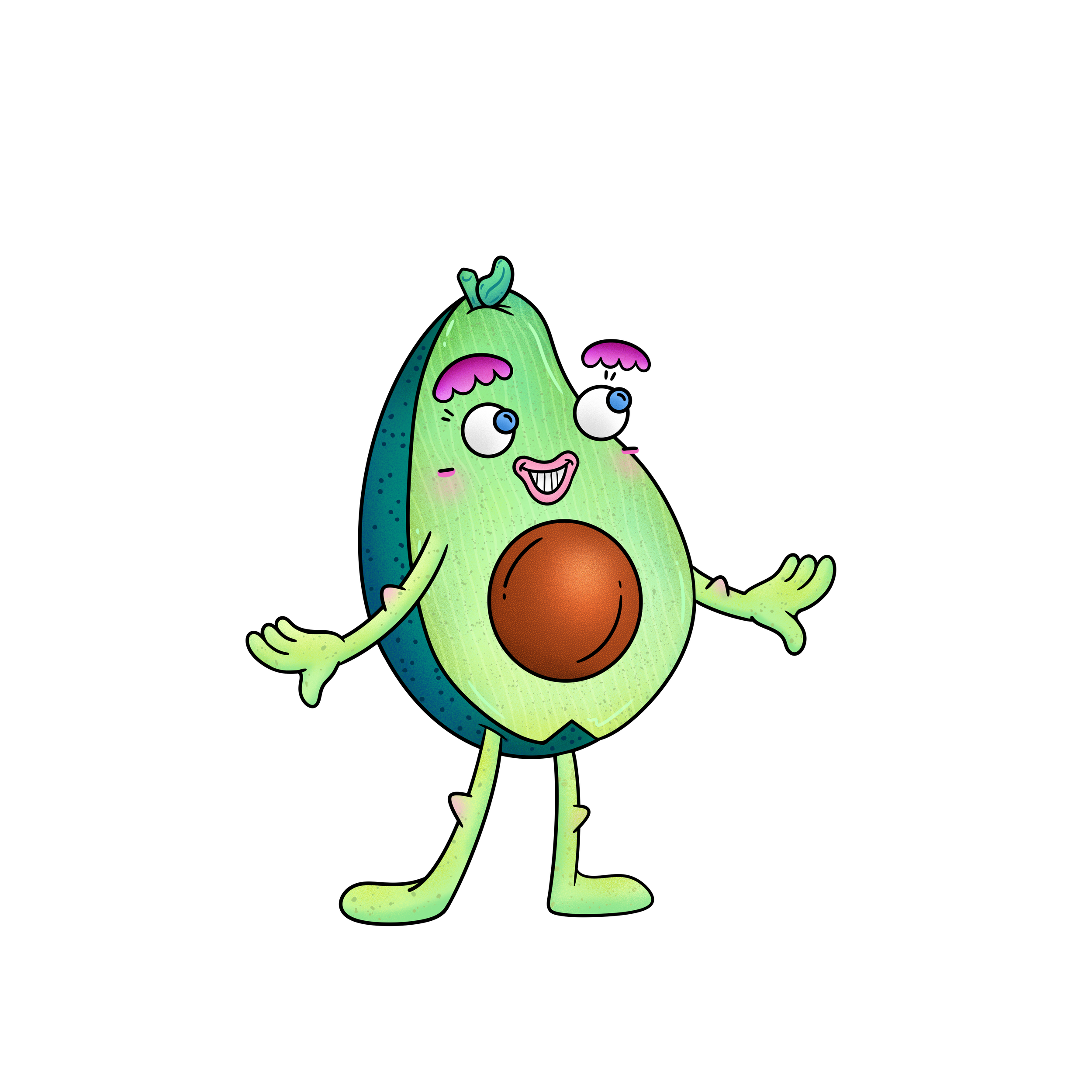 grüne Avocado Charakter aus Limonarte Studio
