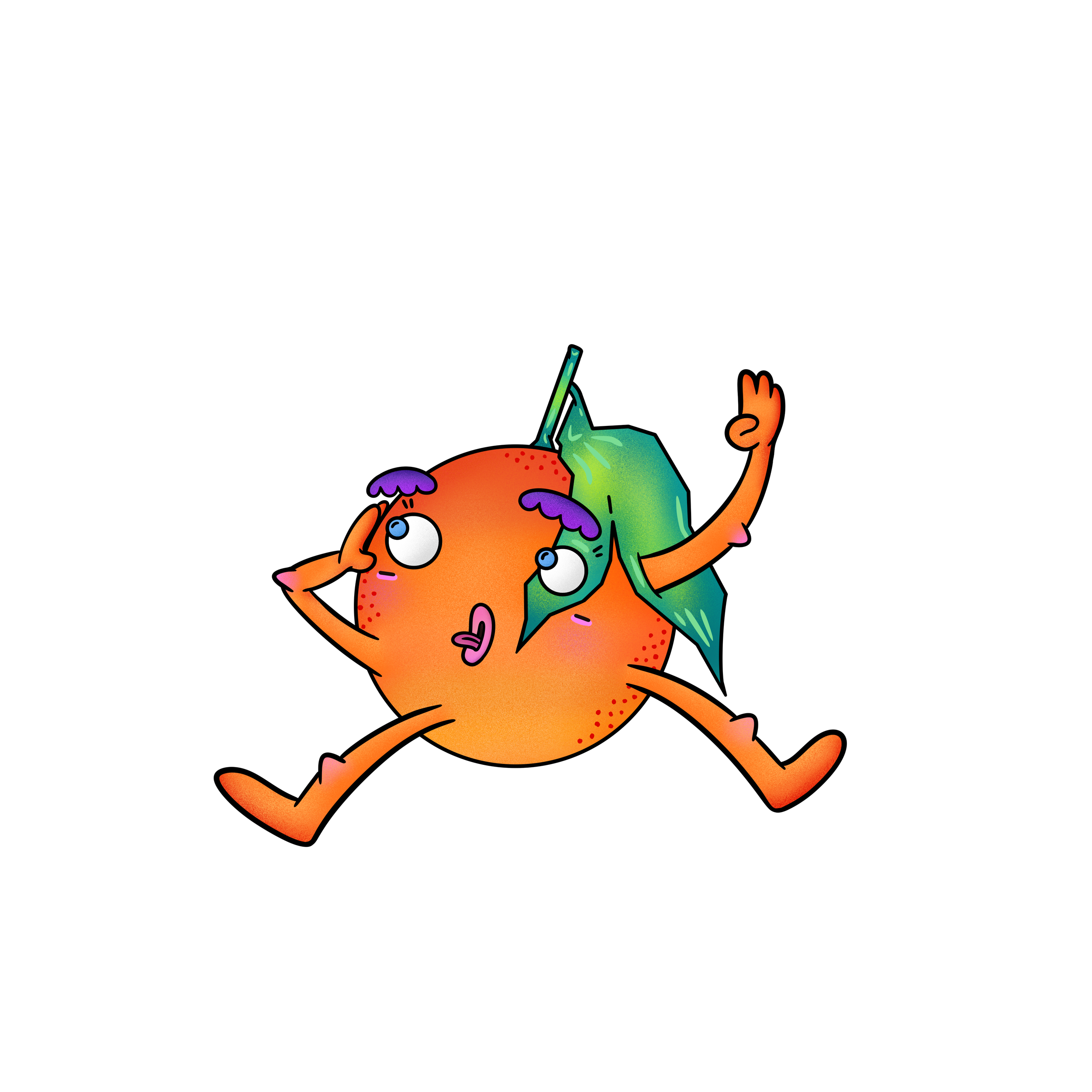 Orange beim Springen Charakter von Limonarte Studio