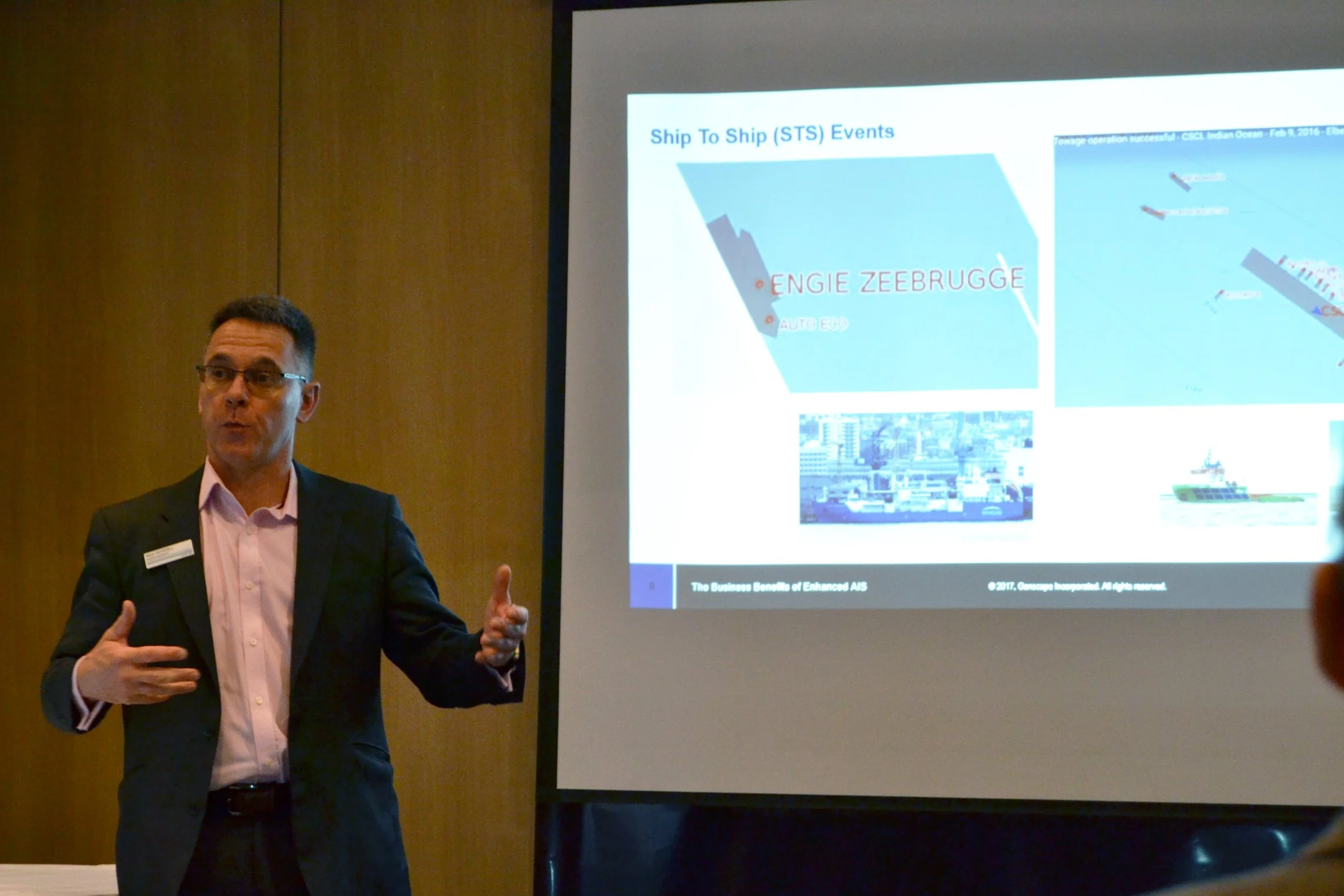 Mark Deverill Presenting About AIS Vessel Tracking data at a maritime conference