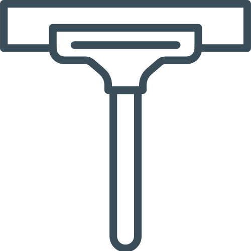 A window squeegee with a black handle and a wide rubber blade