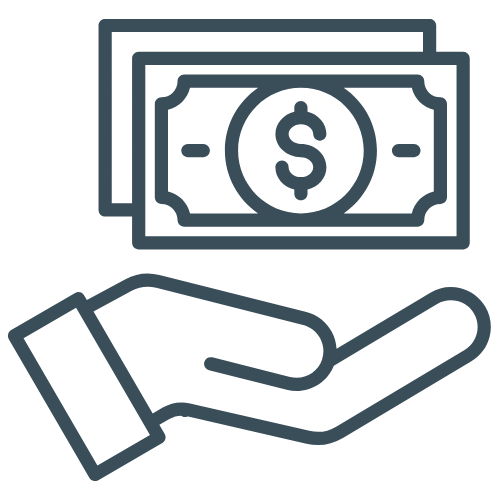 Hand holding two dollar bills