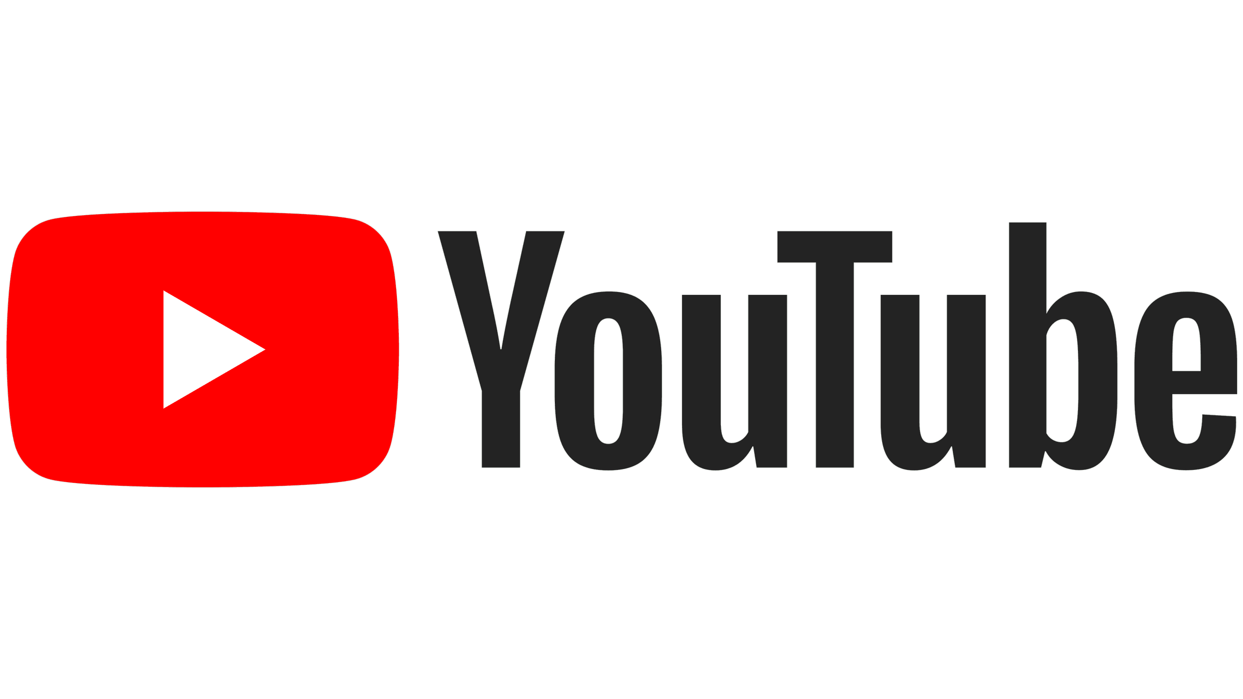 The YouTube logo featuring a red play button icon next to the word "YouTube" in black text.