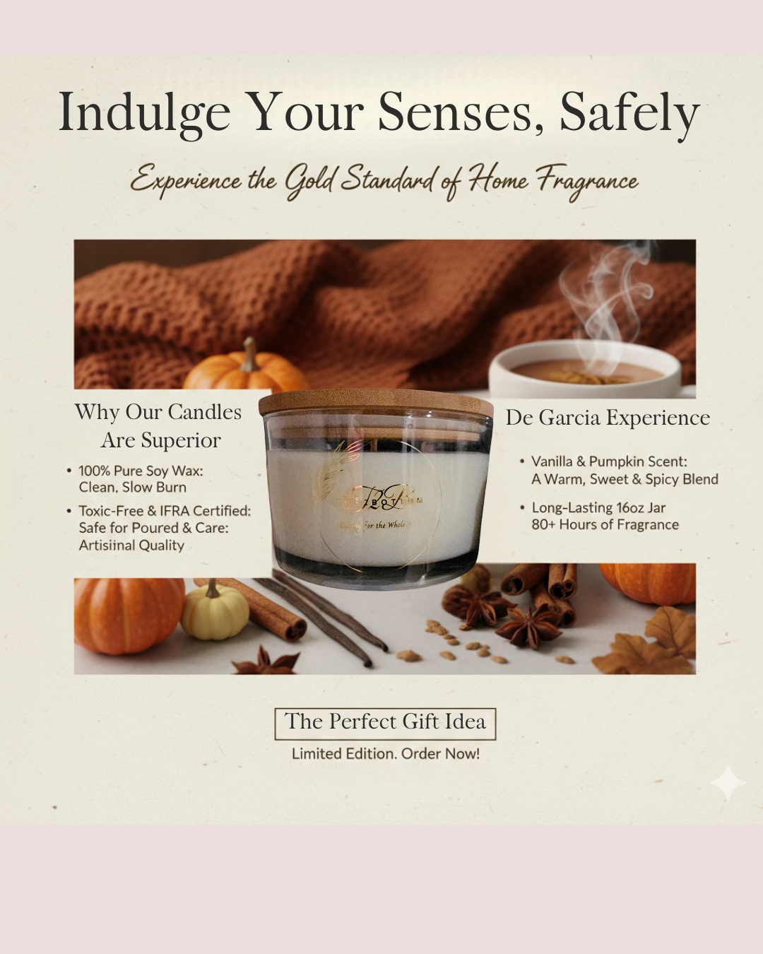 100% Soy Wax 3 Wick Candles in Wide Glass Jars