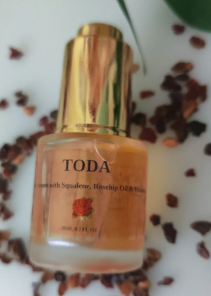 TODA-Rosehip seed, squalane anti-aging face serum with vitamin C