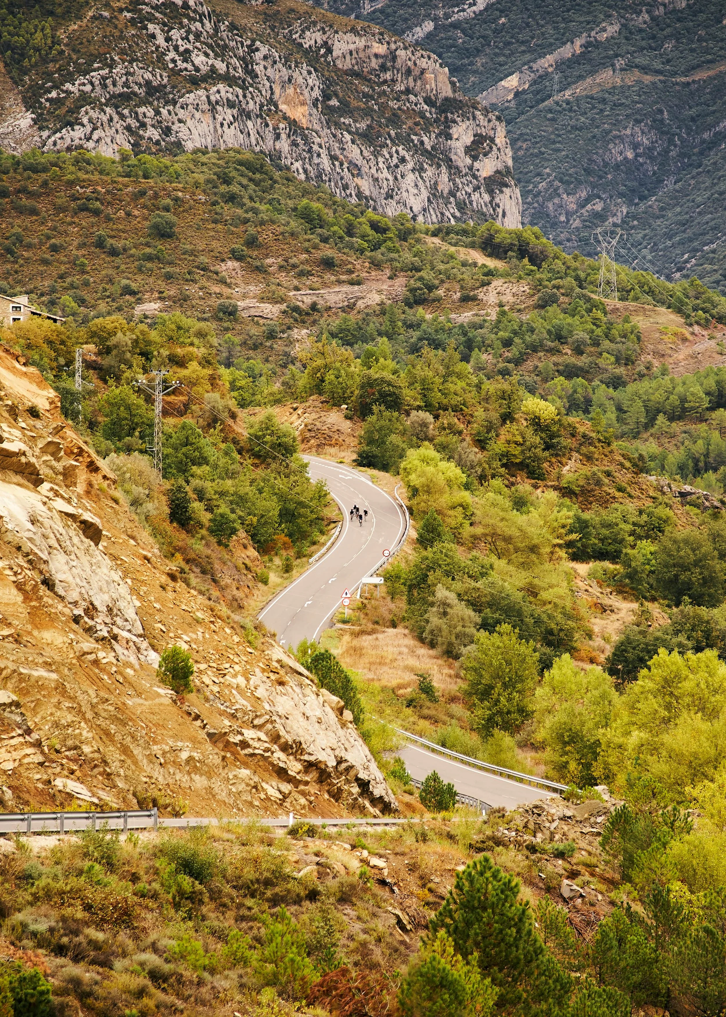 Cyclistes sur une route de montagne