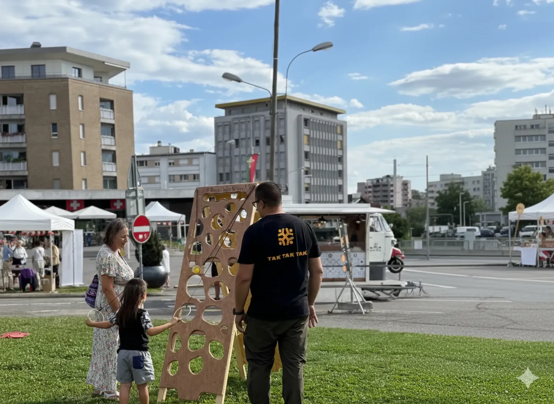 Jeu géant en bois installé pour animation événement dans le canton de Vaud
