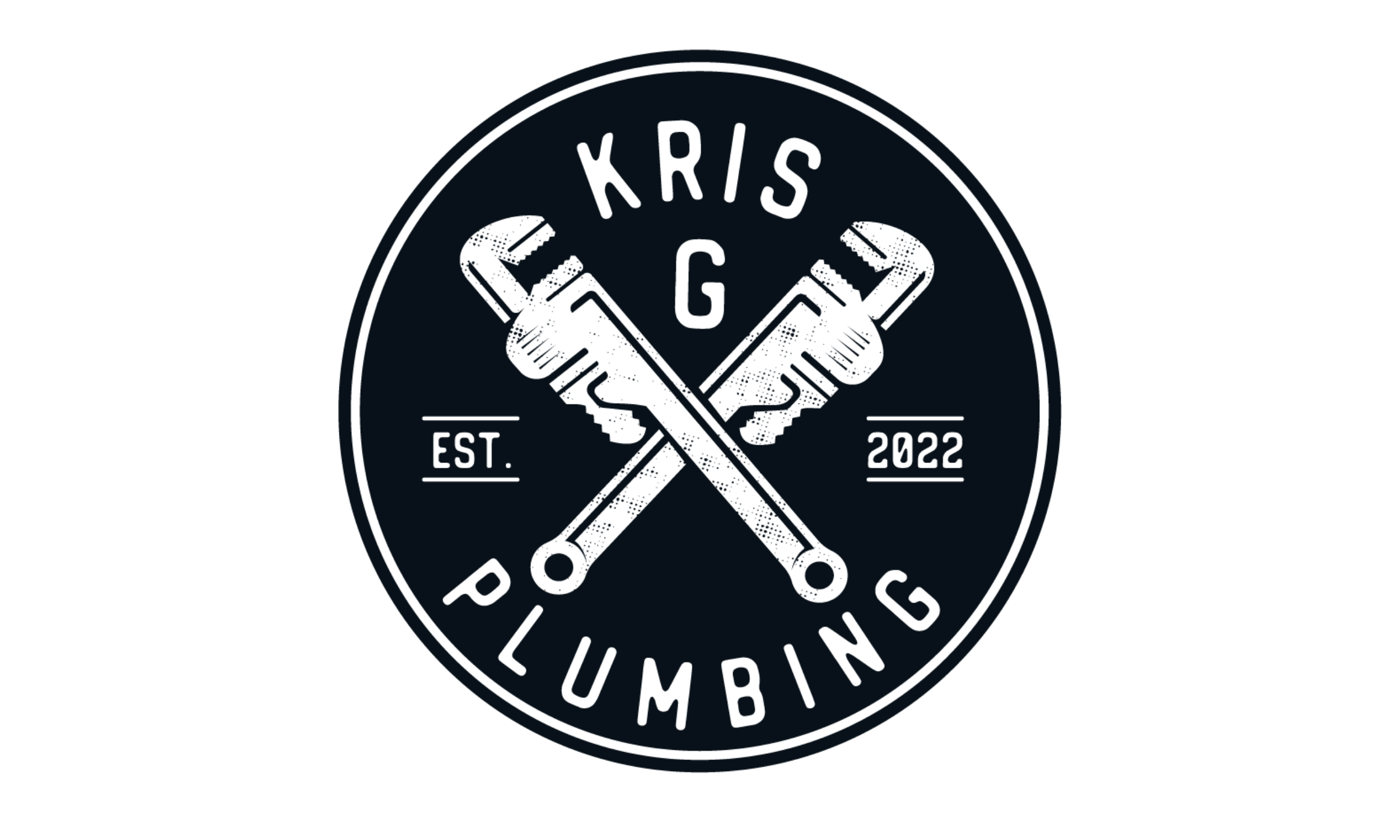 Logo for Kris G Plumbing featuring crossed wrenches with the text 'Kris G Plumbing', 'EST. 2022', and the words 'PLUMBING' at the bottom.