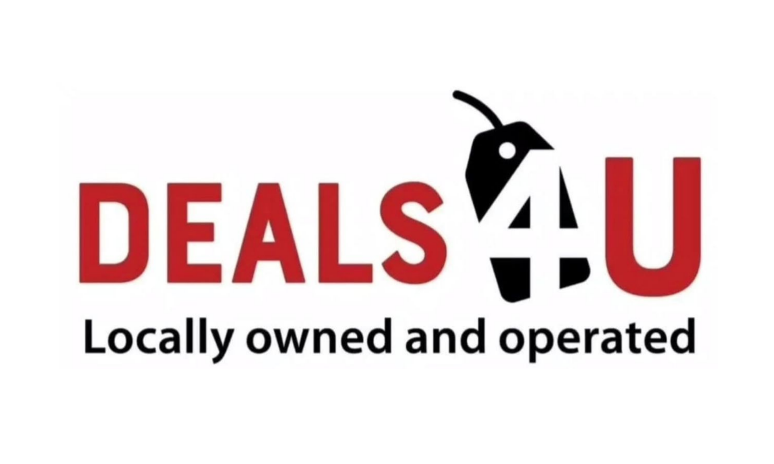 Logo for DealsU, a locally owned and operated business, with the text "DEALSU" and a stylized black animal illustration replacing the letter 'U'.