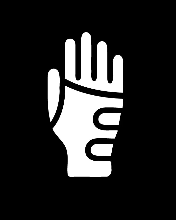 An abstract outline icon with diagonal lines within a circle shape.