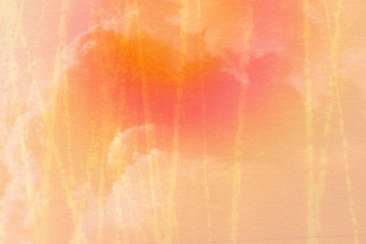 Abstract watercolor painting with warm tones of orange, pink, and yellow.