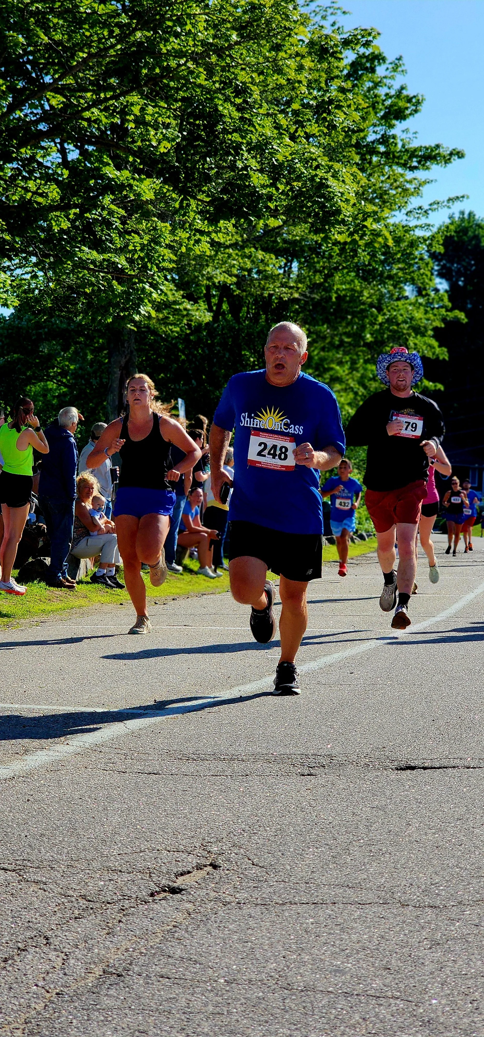 A group of people running