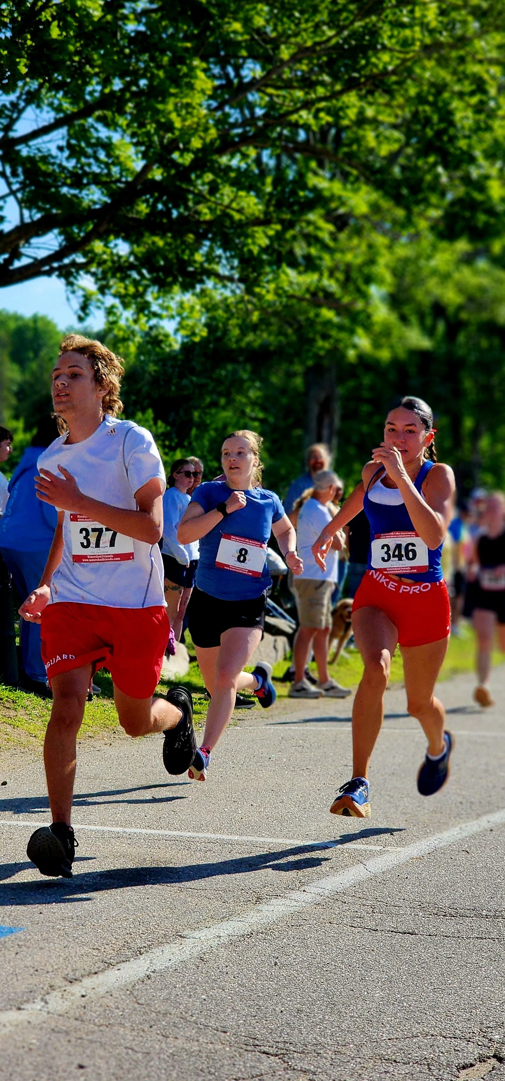 A group of people running