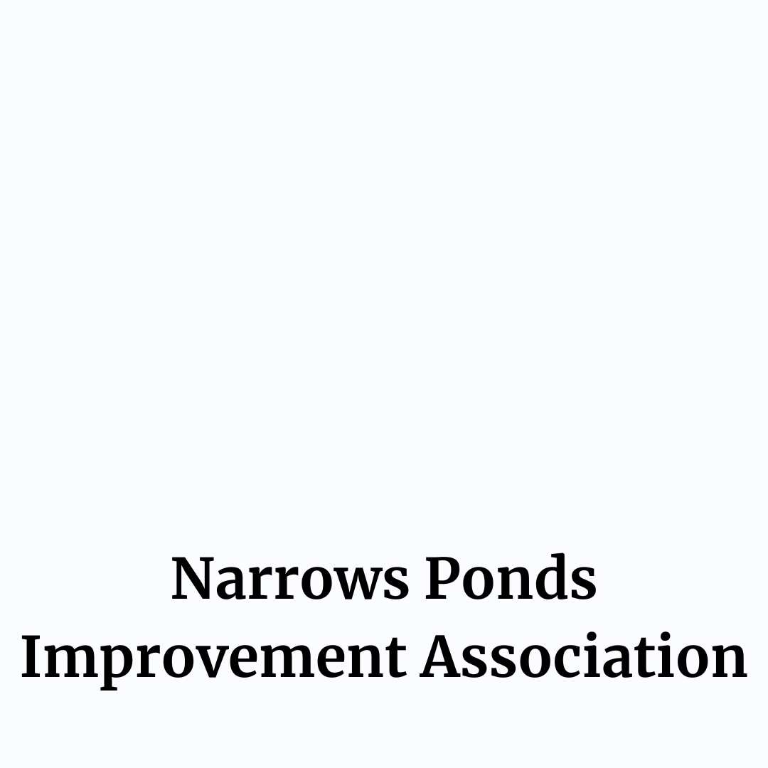 Plain white background with text saying "Narrows Pond Improvement Association"