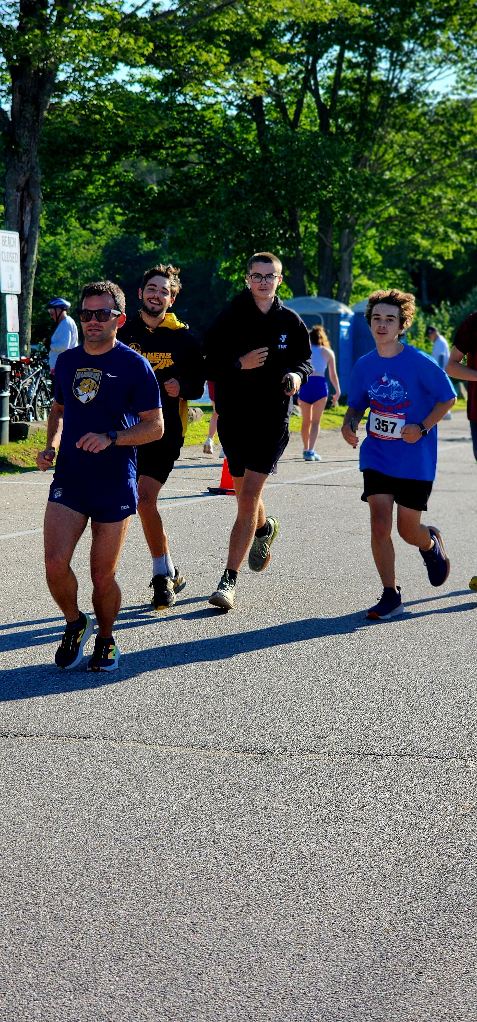 A group of people running