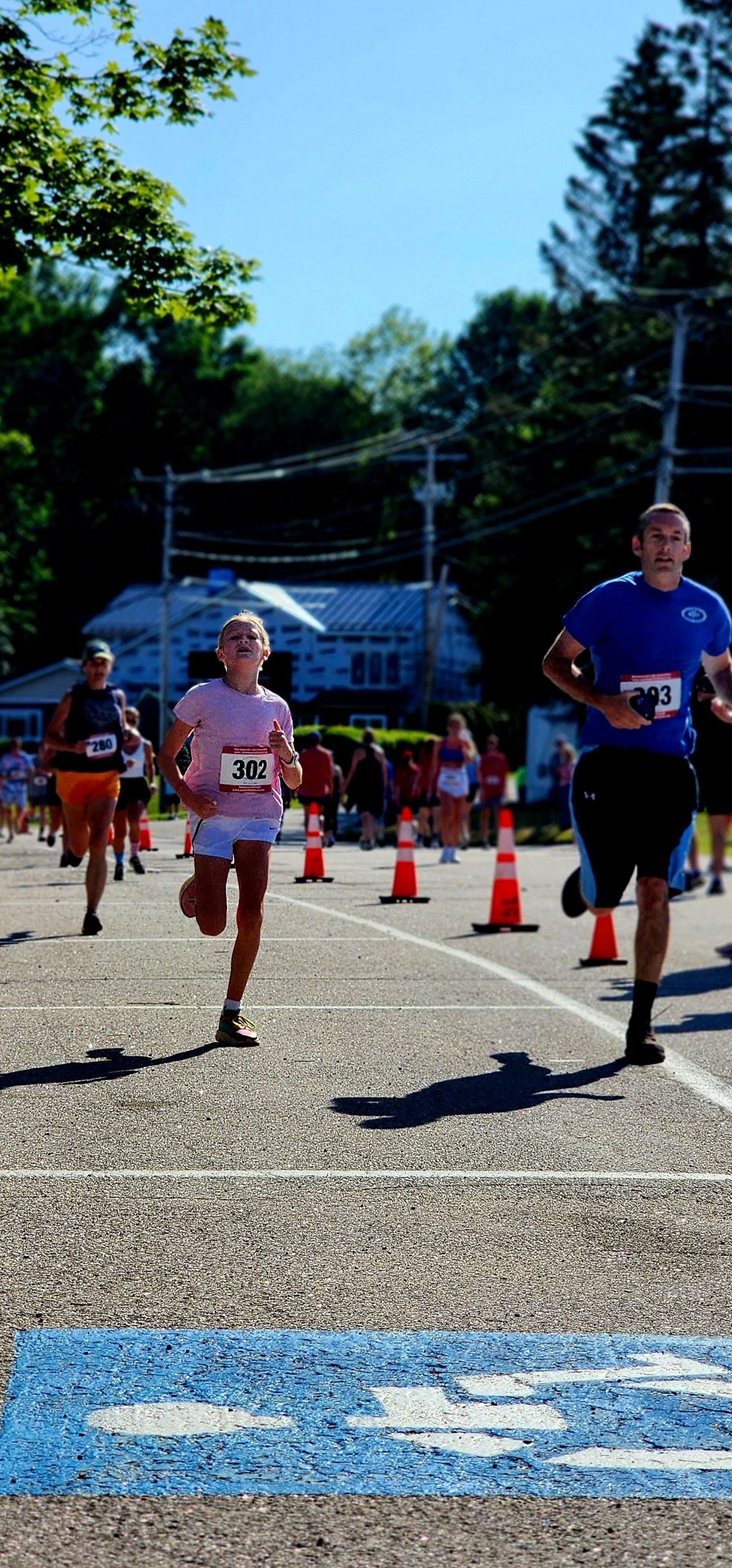 A group of people running