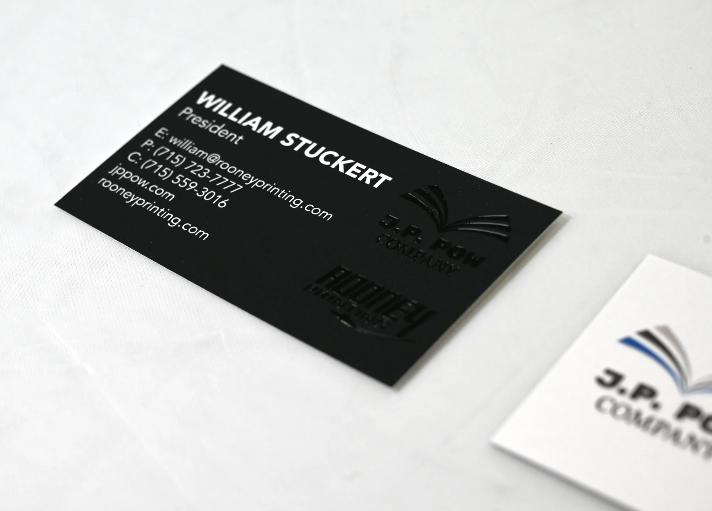 Business card printed as an example of personal printing