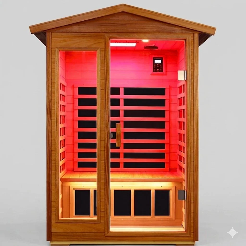 Two Person Outdoor Ultra-Low EMF Far Infrared Sauna in Mahogany