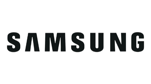 Logotipo de Samsung en colores negro sobre fondo blanco.