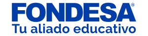 Logotipo de Fondesa con el lema 'Tu aliado educativo' en letras azules