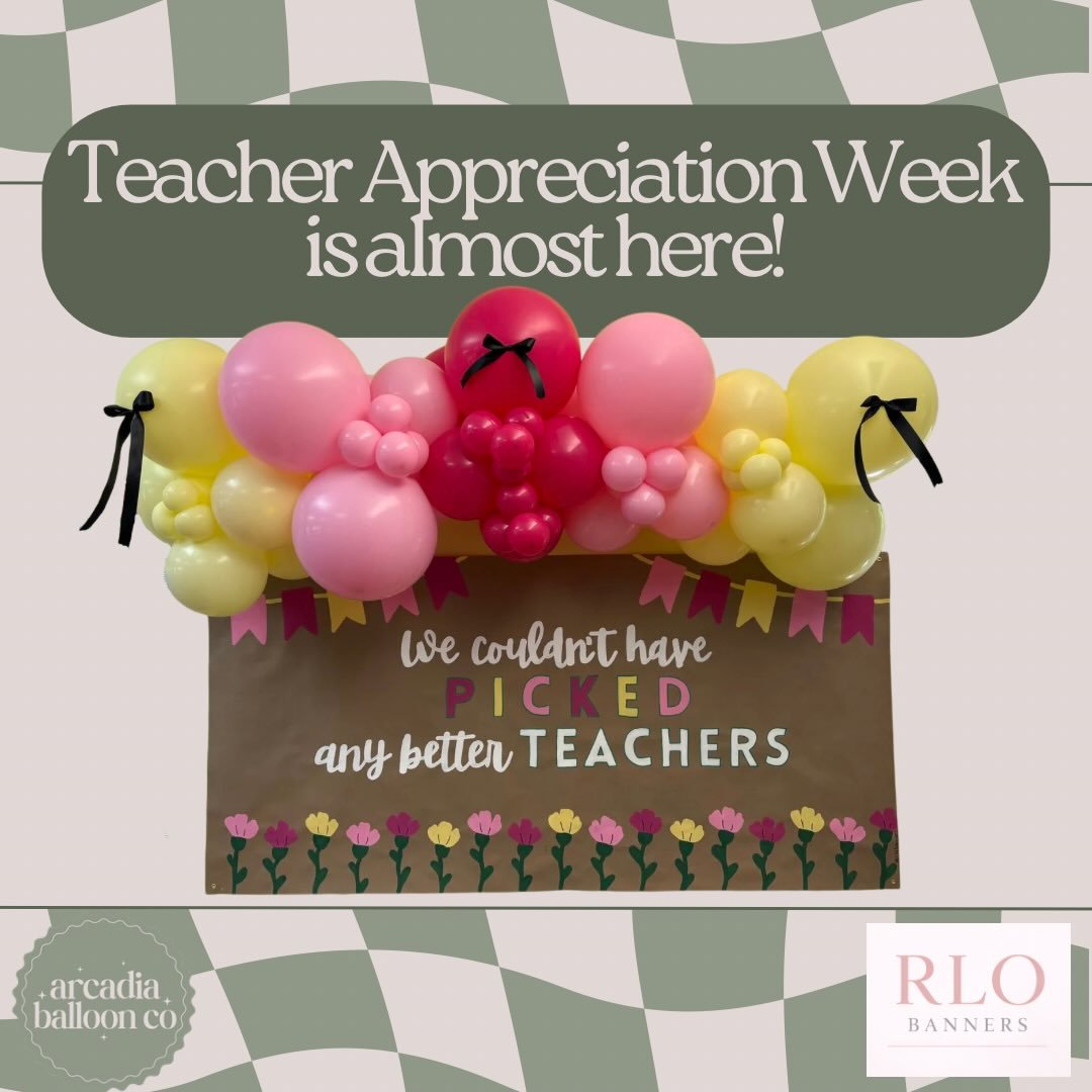 Teacher appreciation week is coming up fast 🍎 and we teamed up with @rlobanners to make it SO easy to celebrate your favorite teacher(s) in the biggest way

A 6 ft handpainted banner + a professional balloon garland for $150,  choose from 3 designs 