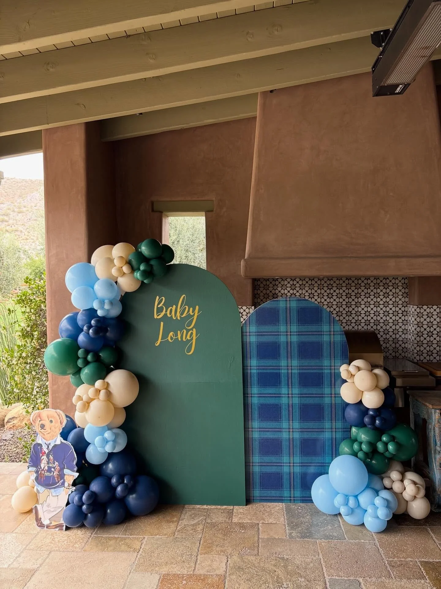 Baby Long is almost here 🐻💙 

Ralph Lauren-inspired, fully custom, and designed for a breathtaking Scottsdale backyard. 

Navy &middot; Forest Green &middot; Tartan &middot; Champagne

Link in bio to book your custom balloon decor install

#scottsd