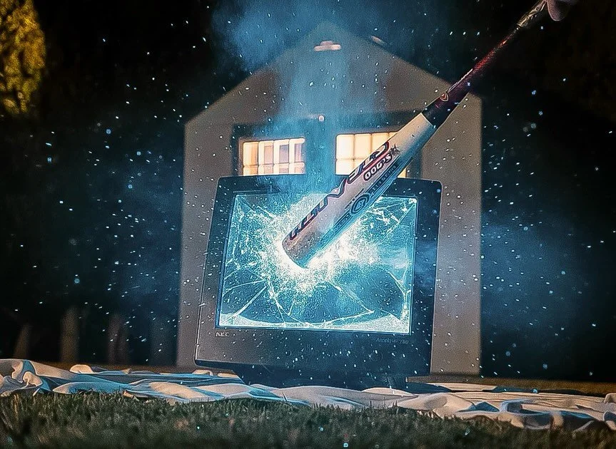 &ldquo;Looking for an Outlet&rdquo;

Inspired by the reality of living through our technology and the feeling of disconnection we feel without it. Of course, many of us still experience this amazing world and all it has to offer, but we have also put