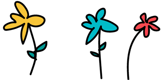 Three colorful dragonflies, yellow, blue, and red, flying above a silhouette of grass or plants.