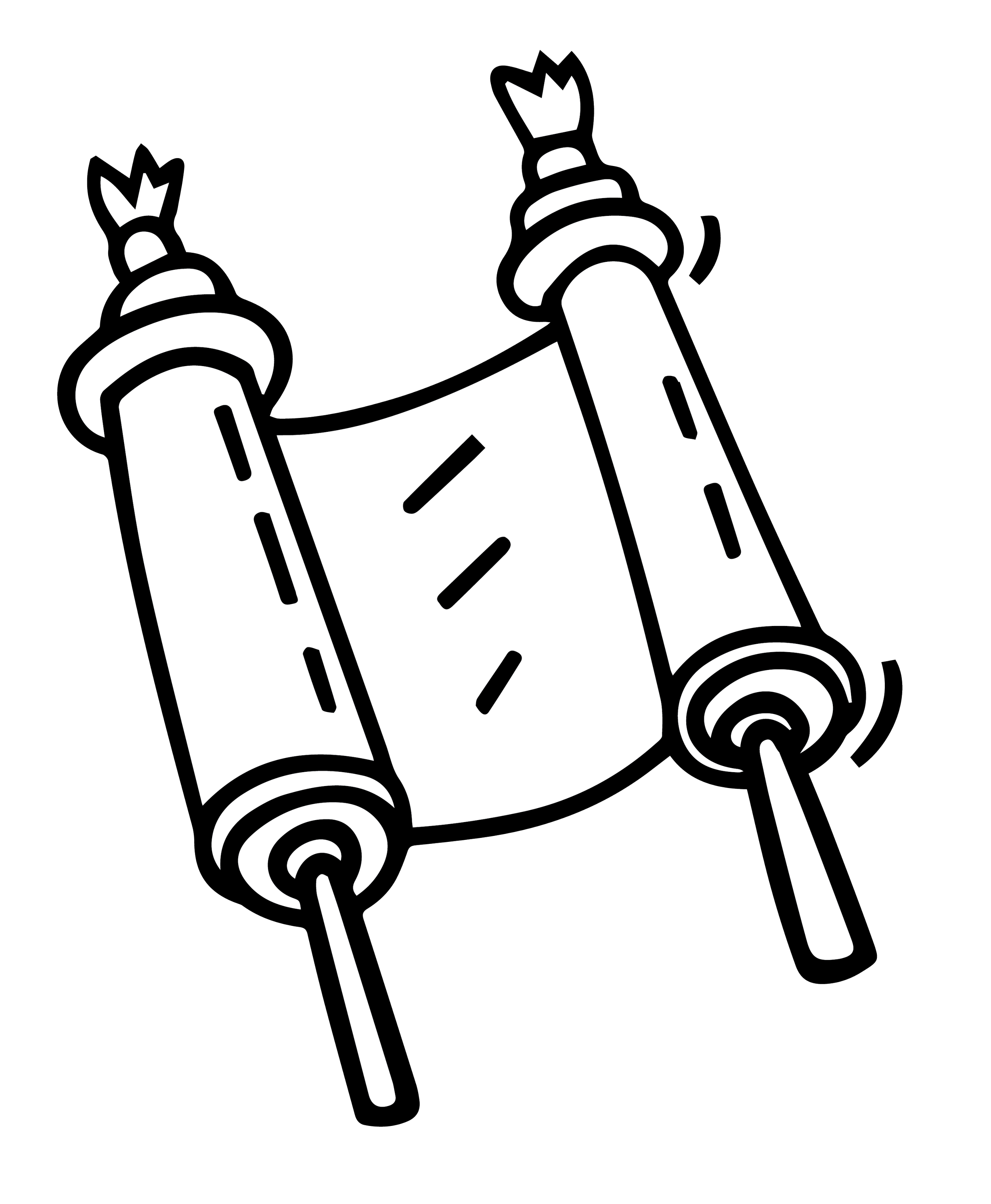 A black and white cartoon-style drawing of a hand holding a lit firecracker with a small explosion or sparks coming out at the top, depicted with bold outlines and simple details.