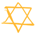 Gold Star of David symbol on a black background