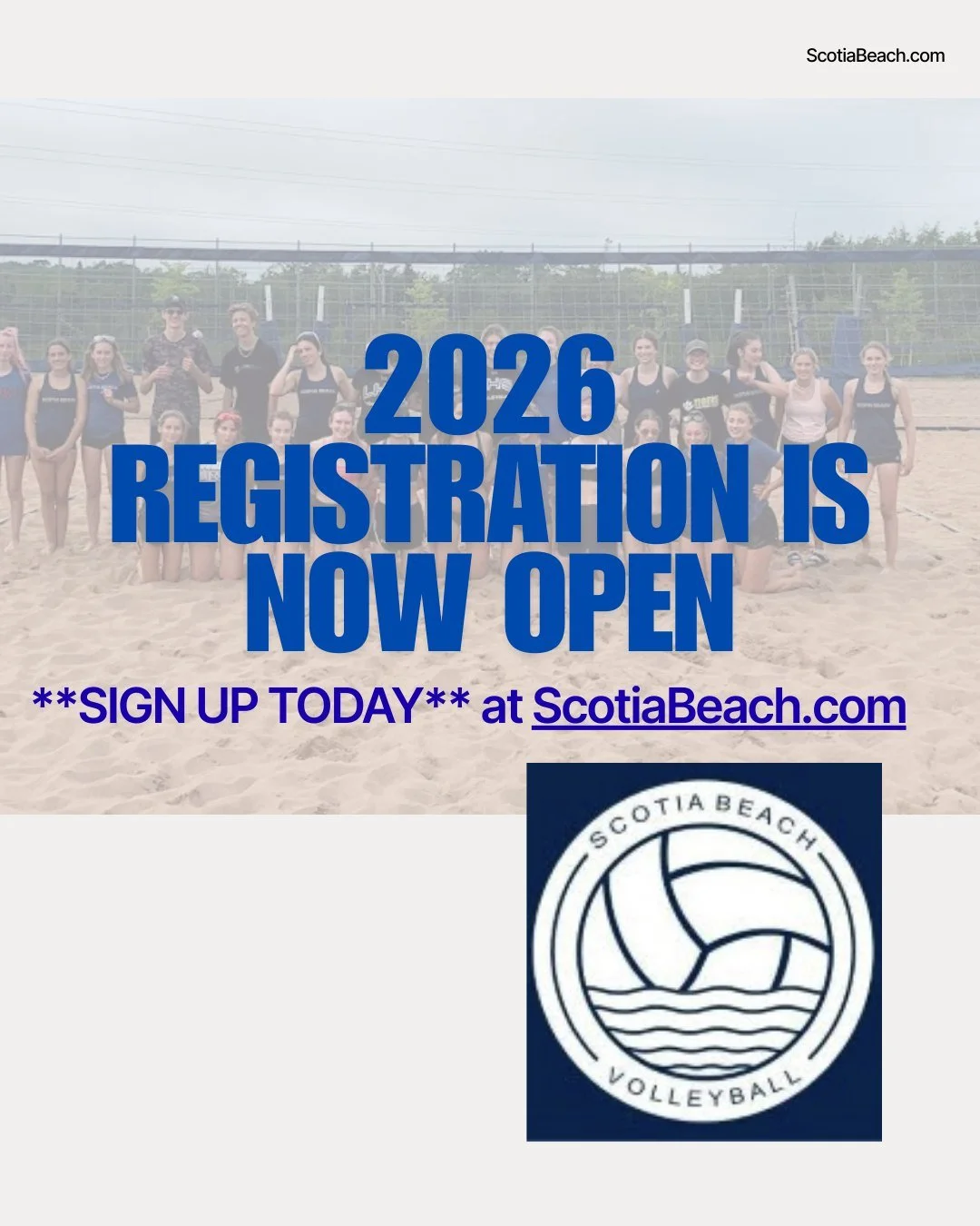Registration link is now live on our website. Come join the longest running beach club and train 3 times a week from June 1 - August 6. Email scotiabeachvball@gmail.com if you have any questions.