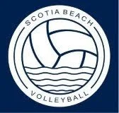 Scotia Beach Volleyball logo with a volleyball over water and waves, surrounded by the text 'Scotia Beach Volleyball'.
